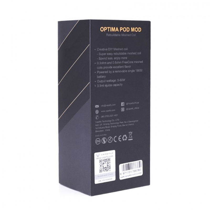 Vapefly Optima Pod Mod Kit 80W Single 18650 Battery