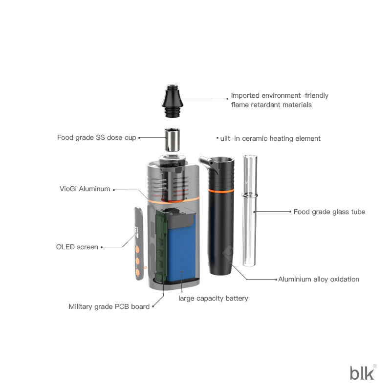 Kingtons BLK Rotary Dry Leaf Vaporizer 1800mAh